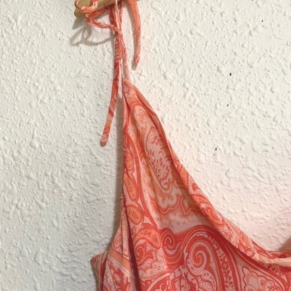 Vtg NWT Banana Republic 14 100% Silk Coral Paisley Dress Midi Y2K fairy cottage - Picture 10 of 10